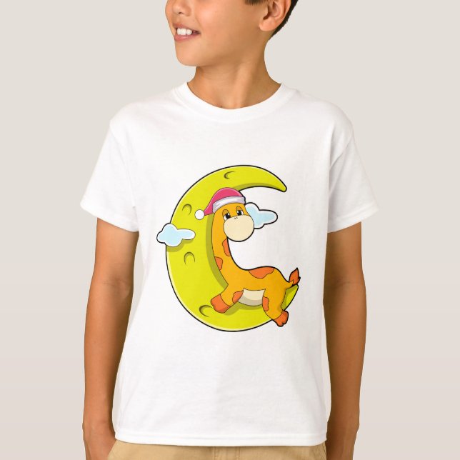 Giraffe beim Schlafen mit dem Mond T-Shirt (Vorderseite)