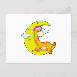 Giraffe beim Schlafen mit Mond Postkarte