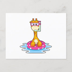 Giraffe beim Schwimmen mit Schnorchel Postkarte