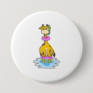Giraffe beim Schwimmen mit Swim-Ring Button