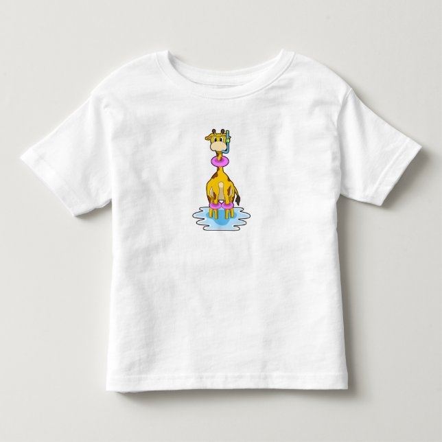 Giraffe beim Schwimmen mit Swim-Ring Kleinkind T-shirt (Vorderseite)