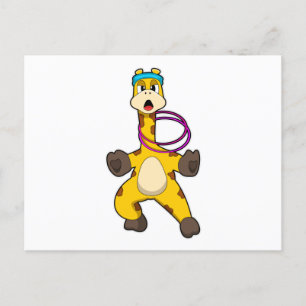 Giraffe beim Training mit Schwungring Postkarte