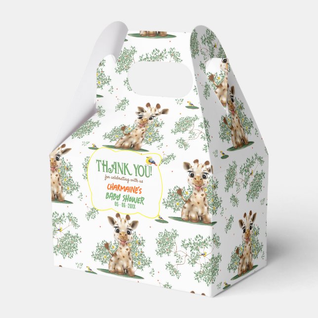 Giraffe Bird Safari Neutral Baby Dusche Geschenkschachtel (Vorderseite)