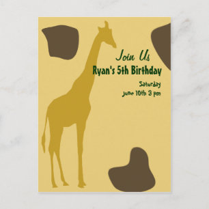 Giraffe Birthday lädt ein Einladungspostkarte