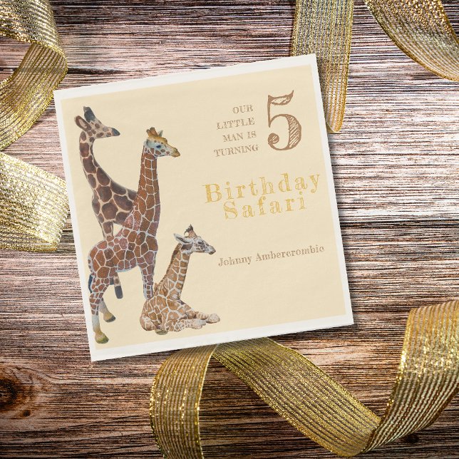 Giraffe Birthday Safari Serviette (Giraffe Birthday Safari Napkins)