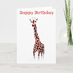 Giraffe Birthday Wildlife Art Karte