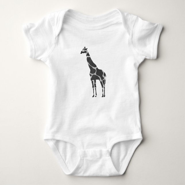 Giraffe Black und Gray Silhoutte Baby Strampler (Vorderseite)