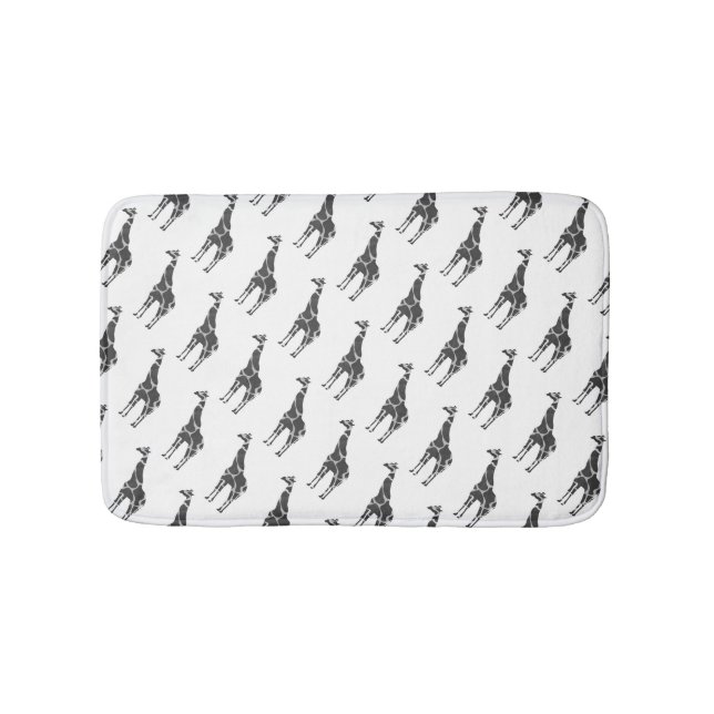 Giraffe Black und Gray Silhoutte Badematte (Vorderseite)