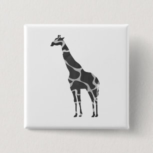 Giraffe Black und Gray Silhoutte Button
