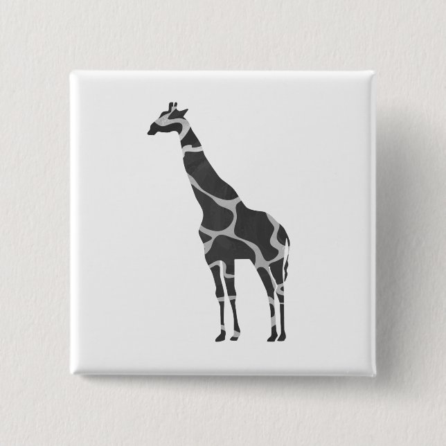 Giraffe Black und Gray Silhoutte Button (Vorderseite)