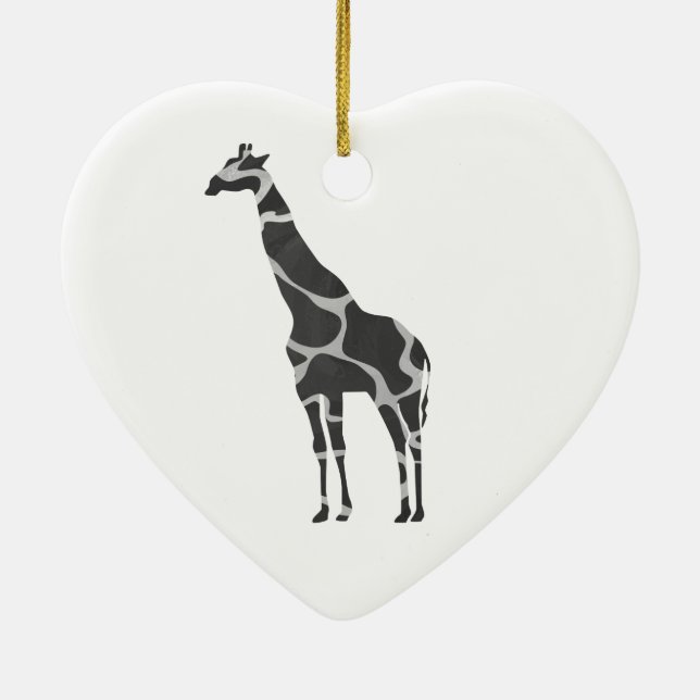 Giraffe Black und Gray Silhoutte Keramikornament (Hinten)