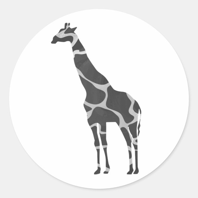 Giraffe Black und Gray Silhoutte Runder Aufkleber (Vorderseite)