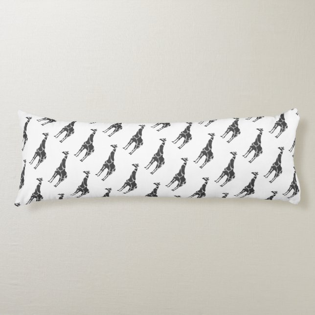 Giraffe Black und Gray Silhoutte Seitenschläferkissen (Vorderseite)
