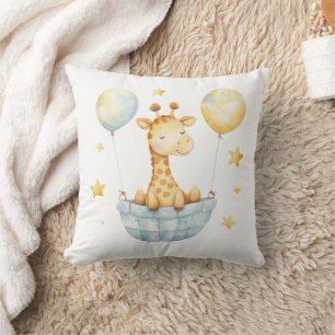 Giraffe Blau Gelbe Ballons Jungen Kinderzimmer Kissen