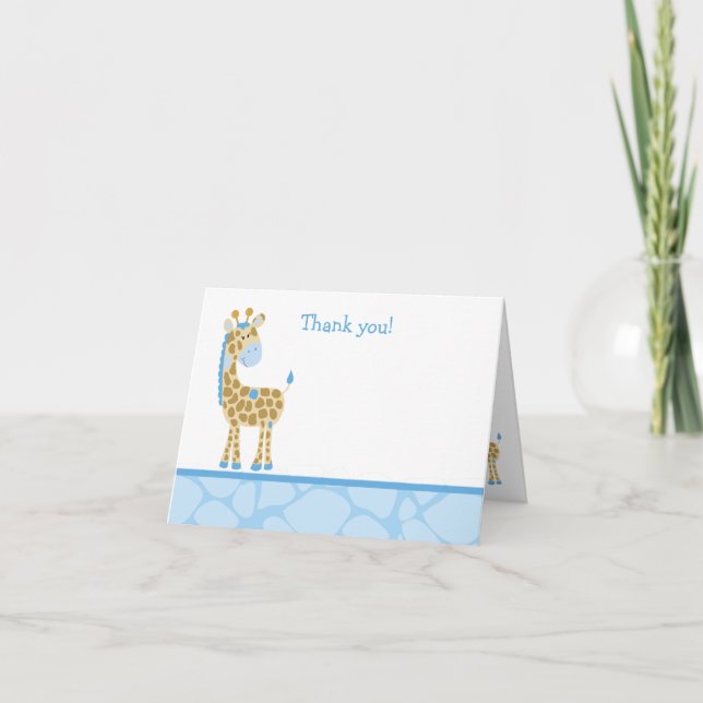 Giraffe Bleue Plier Merci Note (Devant)