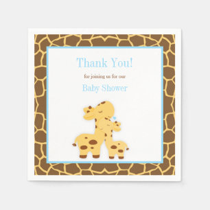 Giraffe Blue Boy Baby Shower Paper Serviette
