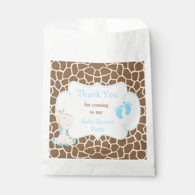 Giraffe Blue Boy Baby Shower Party Geschenktütchen (Vorderseite)