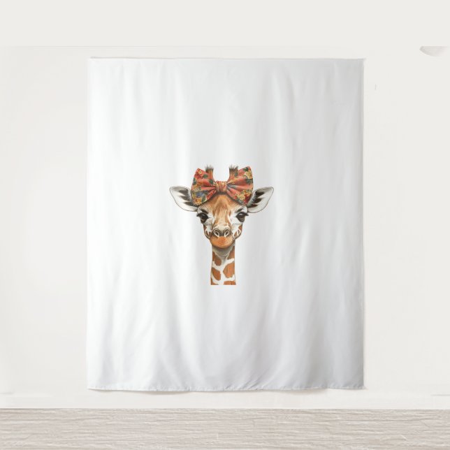 Giraffe Boho Wildblume Coquette Bow Mama Mütter D Wandteppich (Vorderseite)