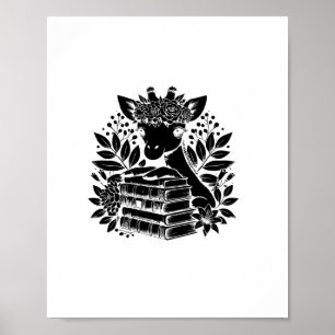 Giraffe Books Bookworm Library Book Reading Biblio Poster