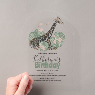 Giraffe Botanische Grüne Tierpartei Acryleinladungen