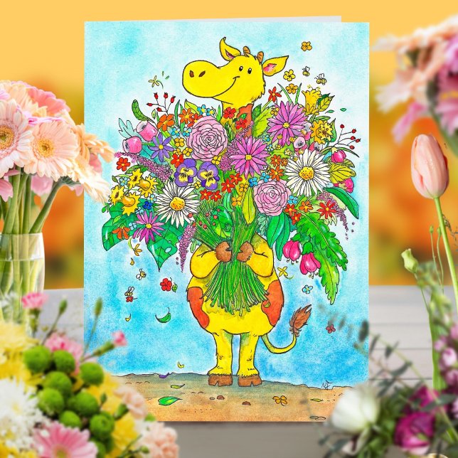 Giraffe-Bouquet-Grußkarte von Nicole Janes Karte (Von Creator hochgeladen)