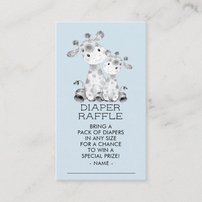 Giraffe Boys Baby Showdiaper Raffle Ticket Begleitkarte (Vorderseite)