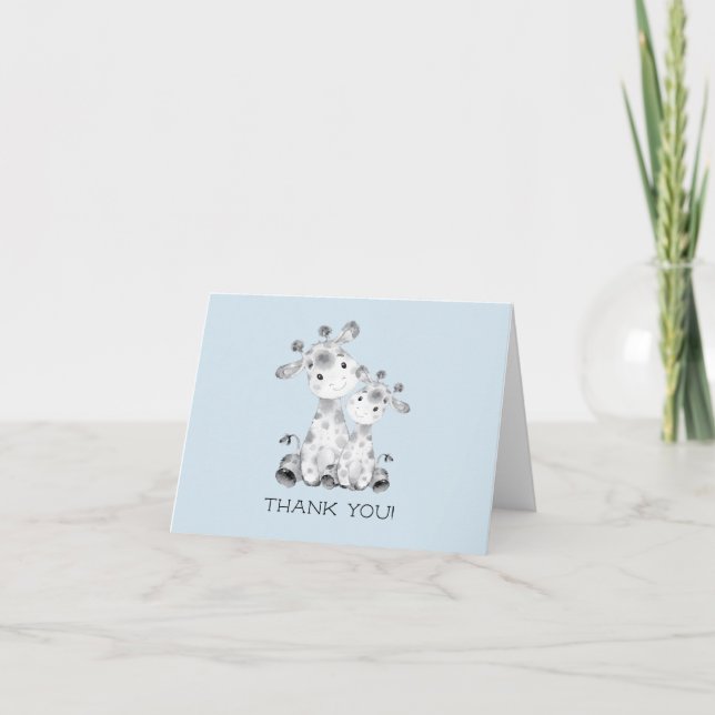 Giraffe Boys Babydusche Vielen Dank Hinweis Dankeskarte (Vorderseite)