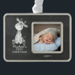 Giraffe Boys Baby's First Christmas Foto Ornament Rahmen-Ornament Silber<br><div class="desc">Niedliche Dschungelsafari Giraffe Baby Boys Erster Weihnachtsschmuck. . Matching Artikel in unserem Shop erhältlich.</div>