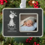 Giraffe Boys Baby's First Christmas Foto Ornament Rahmen-Ornament Silber<br><div class="desc">Niedliche Dschungelsafari Giraffe Baby Boys Erster Weihnachtsschmuck. . Matching Artikel in unserem Shop erhältlich.</div>
