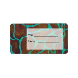 Giraffe, braun und Aquamarin Adressaufkleber