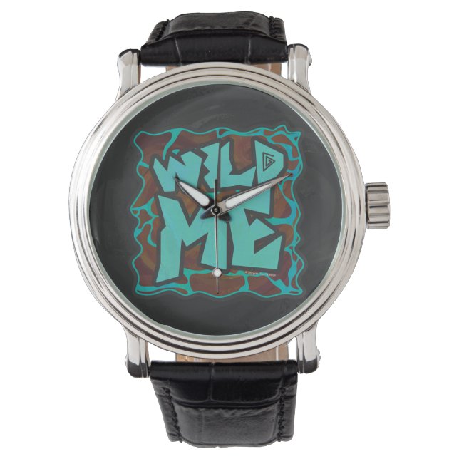 Giraffe, braun und Aquamarin Armbanduhr (Vorderseite)