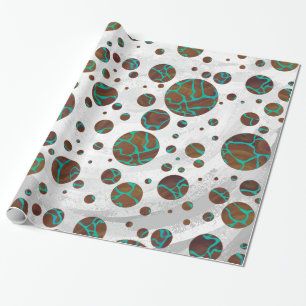 Giraffe, braun und Aquamarin Geschenkpapier