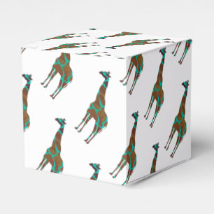 Giraffe, braun und Aquamarin Geschenkschachtel