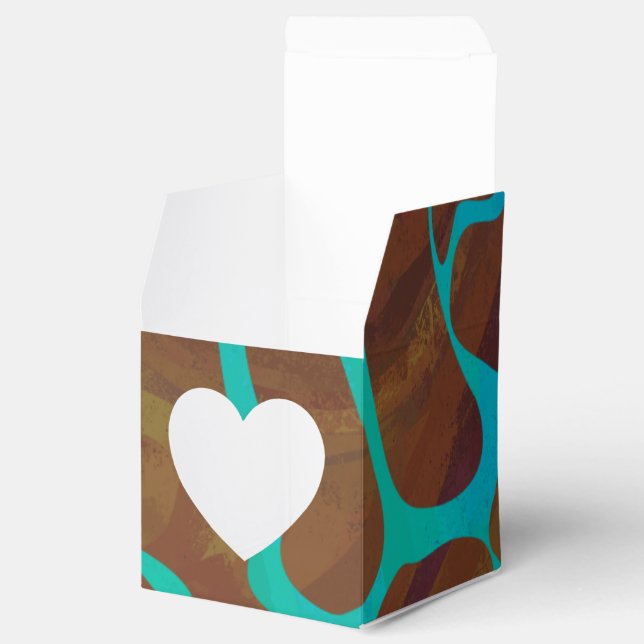 Giraffe, braun und Aquamarin Geschenkschachtel (Geöffnet)