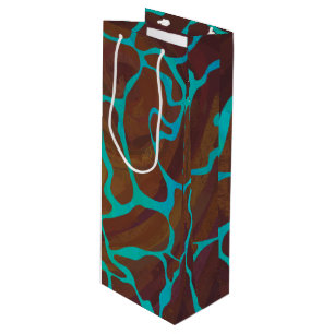 Giraffe, braun und Aquamarin Geschenktüte Für Weinflaschen