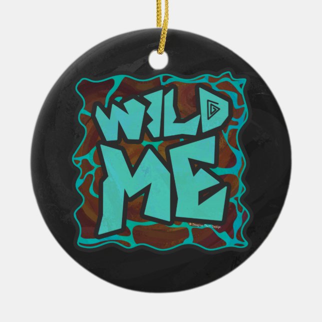 Giraffe, braun und Aquamarin Keramikornament (Vorne)