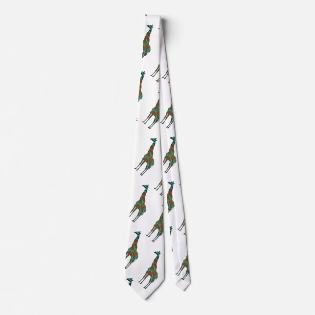 Giraffe, braun und Aquamarin Krawatte (Vorderseite)