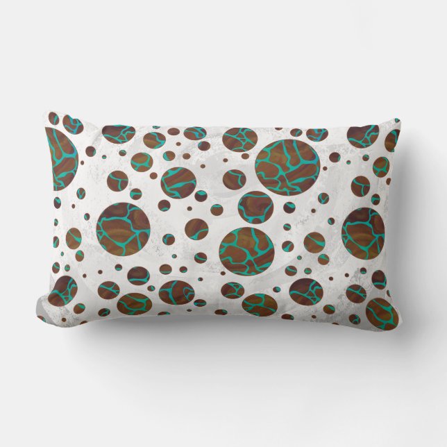 Giraffe, braun und Aquamarin Lendenkissen (Vorderseite)