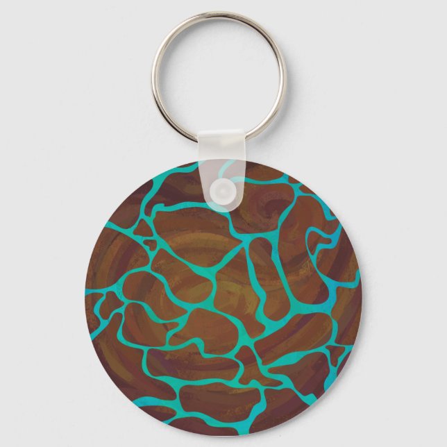 Giraffe, braun und Aquamarin Schlüsselanhänger (Vorderseite)
