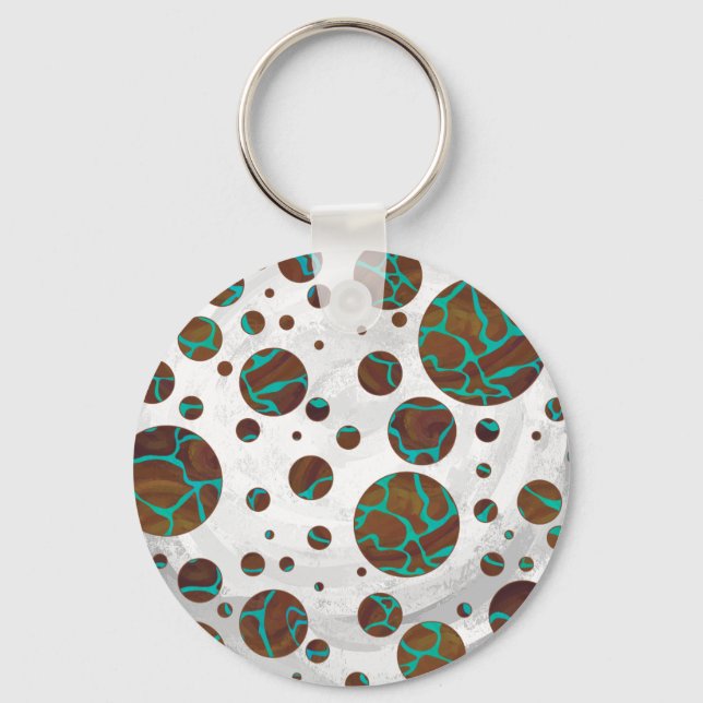 Giraffe, braun und Aquamarin Schlüsselanhänger (Vorderseite)