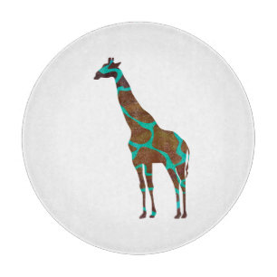Giraffe, braun und Aquamarin Schneidebrett