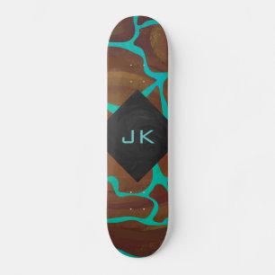 Giraffe, braun und Aquamarin Skateboard