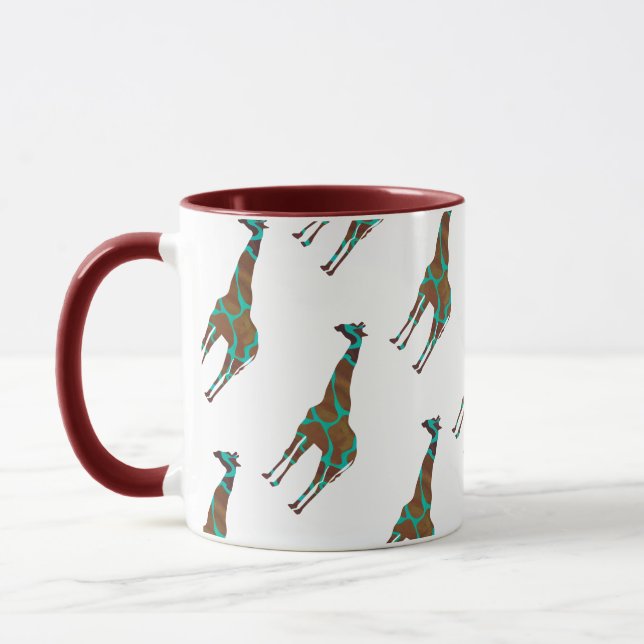 Giraffe, braun und Aquamarin Tasse (Links)