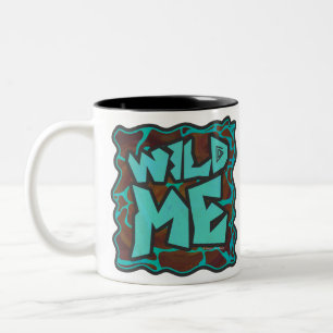 Giraffe, braun und Aquamarin Zweifarbige Tasse