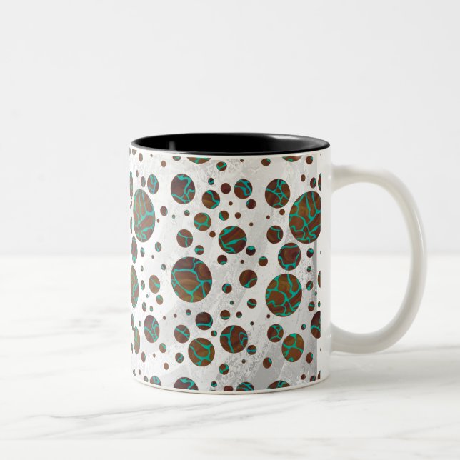 Giraffe, braun und Aquamarin Zweifarbige Tasse (Rechts)