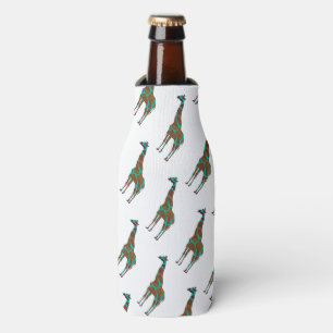 Giraffe Braun und Blaugrüne Silhouette Flaschenkühler