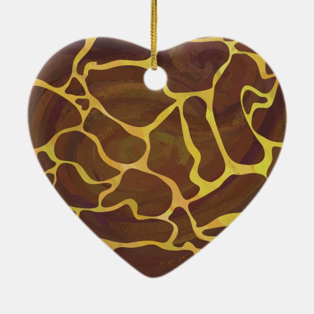 Giraffe, braun und gelb keramik ornament (Hinten)