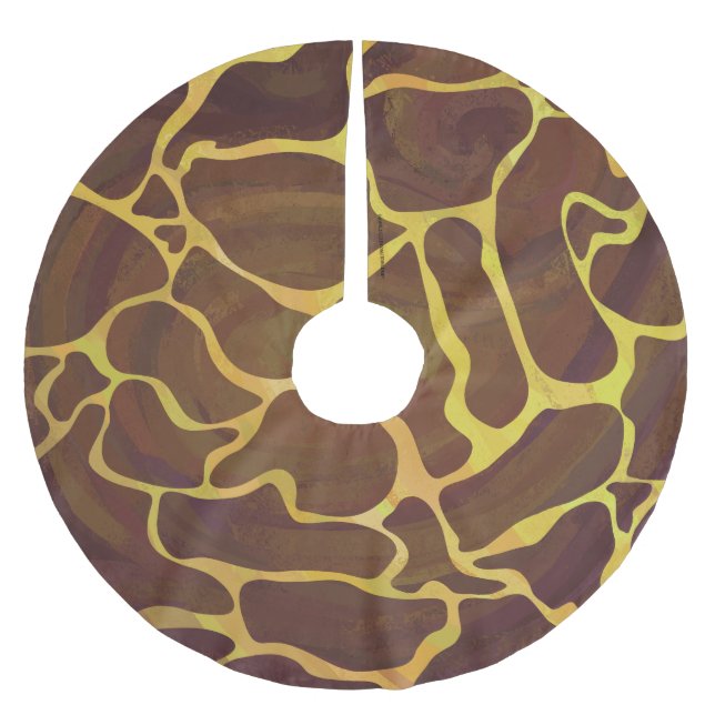 Giraffe, braun und gelb polyester weihnachtsbaumdecke (Vorderseite)