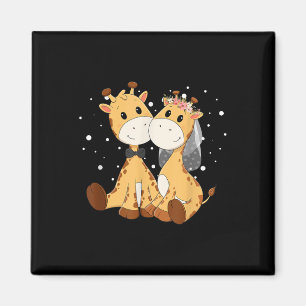 Giraffe Brie and Groom Wedding Art Matching Coupl Magnet