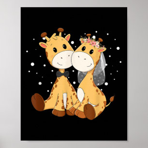 Giraffe Brie and Groom Wedding Art Matching Coupl Poster